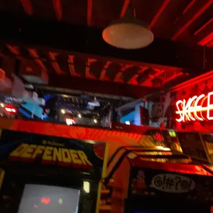 a row of arcade games