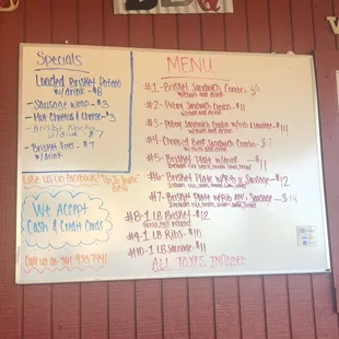Up In Smoke B-B-Q Menu
