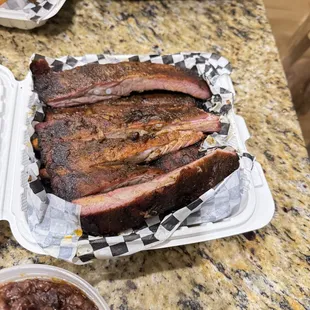 The ribs lacked seasoning and flavor. And, they were a little touch.