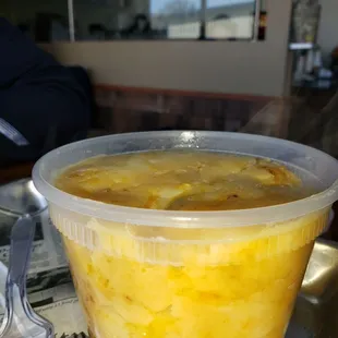 Cheesy mash.      Mashed potatoes and cheese.