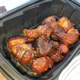 Pork belly burnt ends, kind of candied, very good!
