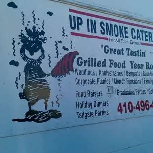 Sign on pickup side (on old truck)