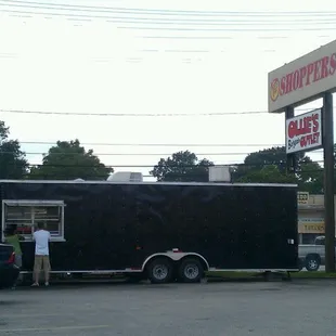 Black trailer of BBQ
