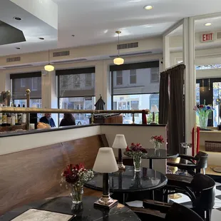 a view of a bar with a checkered floor