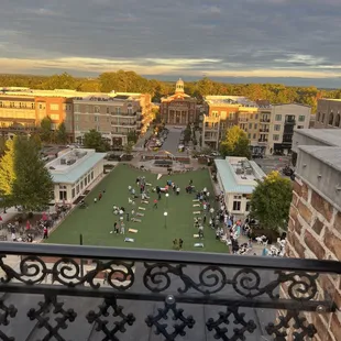 a view of a city from a balcony