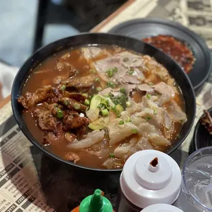 Brisket grilled pork and vegetable pho with tendon added