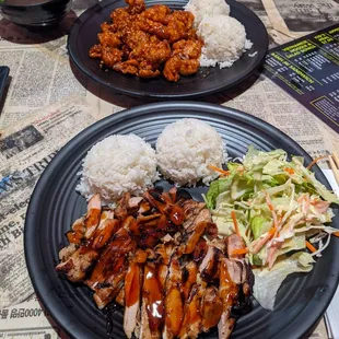 Grilled Chicken Teriyaki (front), Crispy Garlic Chicken (back) YUMMY!!