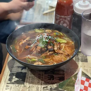 Spicy chicken and vegetable pho.