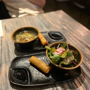 Spring Roll, Salad, Soup (lunch combo)