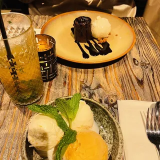 Chocolate Thai Tea Lava With Vanilla Ice Cream