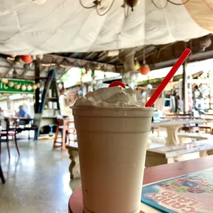Boozy banana rum milkshake