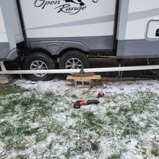 I know it is cold, but this spring, I will need my sewer dump   on the uther side of my rv. Can you do it today no rush