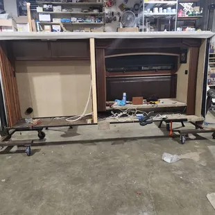 Slide-out had water damage removed and put new Floor