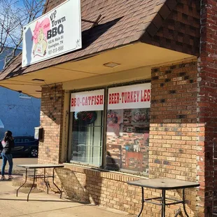 Outside facing the square.