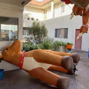 Poor Rudolph &amp; his crew got knocked down by the heavy wind!