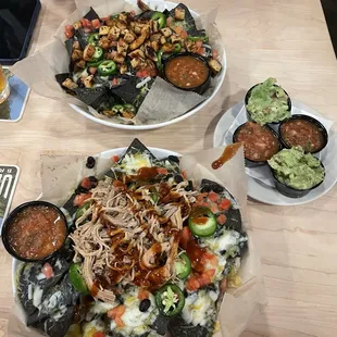 Upland Nachos (pulled pork + spicy chicken)