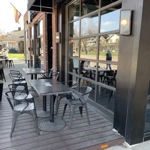 patio with tables and chairs