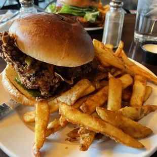 Hot Chicken Sandwich &amp; pork loin in the back