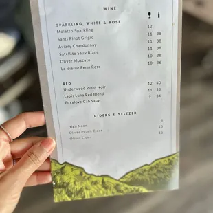 Wine menu