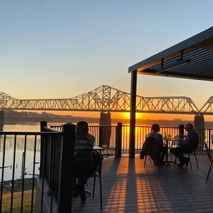 a view of the mississippi river at sunset