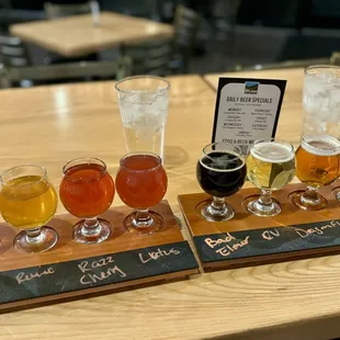 Sour beer flight and another flight with their best sellers.