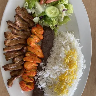Lamb, Koobideh, Chicken Kabab