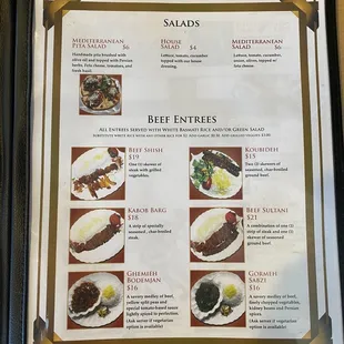 Updated price menu
