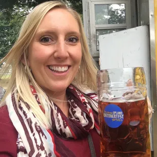 Me and my giant stein! Hello, 1 liter of Oktoberfest!