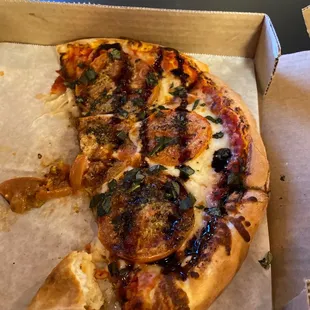 Personal pizza fresh out of the oven clean place and friendly people