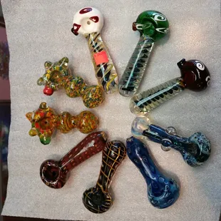 Some of the hand pipes we have at upland smoke shop for 24.99