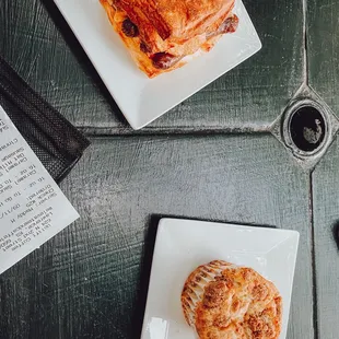 two plates of pastries on a table