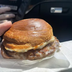 Sausage croissant sandwich