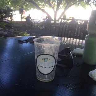 Back patio. Lots of space. Iced Americano (gone)