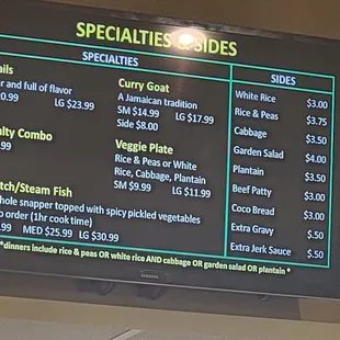 Menu as of 1/18/2022