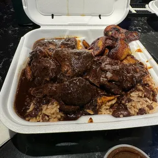 Brown Stew Chicken large with plantain