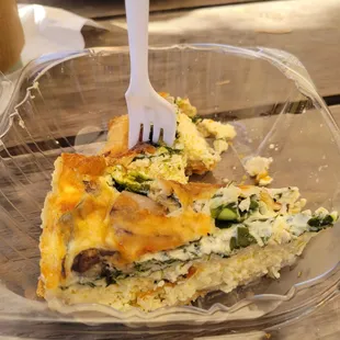 Spinach mushroom half eaten