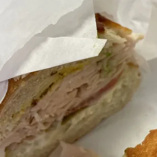 a half eaten sandwich