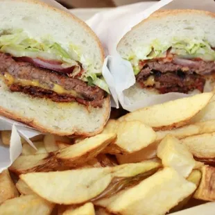 Burger and steak fries...Yes please!
