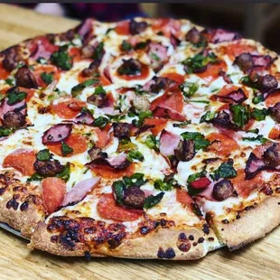 pepperoni, mozzarella, olives, and mozzarella cheese