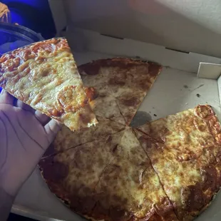 Pepperoni, thin, sliced pizza
