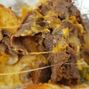 Toasted garlic bread, my request for the cheese steak