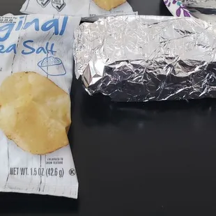 a bag of chips and a bag of sea salt