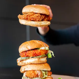 a stack of chicken sandwiches