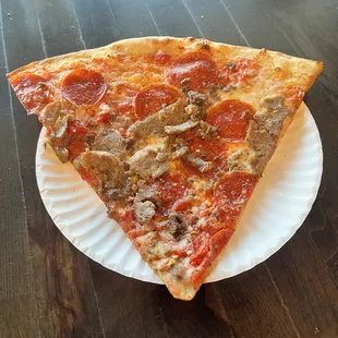 Sausage , Hamburger and Pepperoni slice $5.50 for the slice.