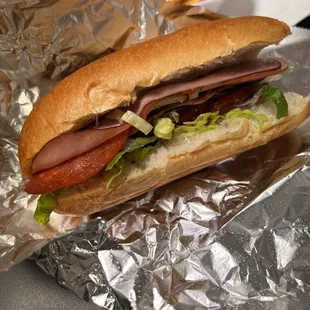 a sub sandwich and french fries