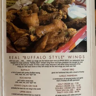 Wing menu