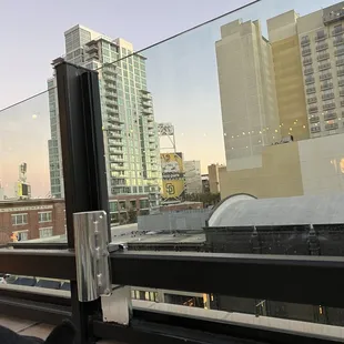 a view of a city from a window