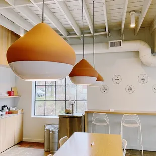 a kitchen and dining area