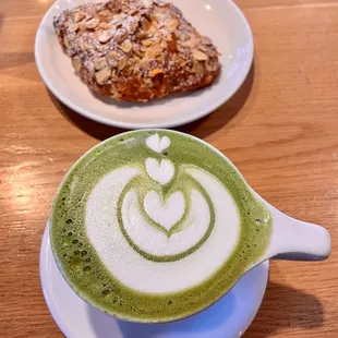 Matcha Latte &amp; Almond Croissant