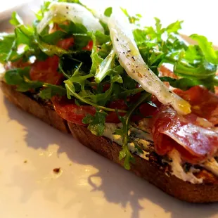 Salami Open Faced Sandwich